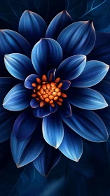 Cobalt Dream Blooms with Golden Fire at its Heart