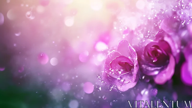 Macro floral composition with hydrophobic petals and diffused bokeh.