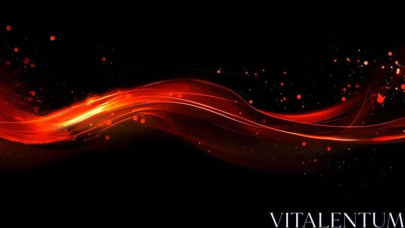 Abstract red wave with glowing effects on black background.