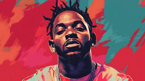 Portrait of male figure in stylized digital illustration.