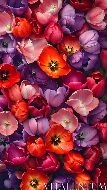 Radiant Tulip Garden. Vibrant Floral Composition.
