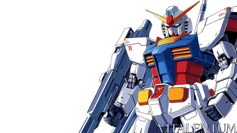 Anime mecha portrait with dynamic cel-shaded armor structure.