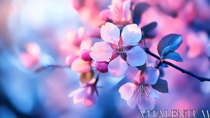 Delicate Pink Blossoms Dancing in Soft Light