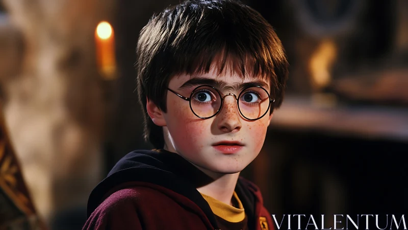 Young person with round glasses is shown in close portrait