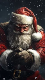 Gritty cinematic Santa portrait rendered in dramatic lighting