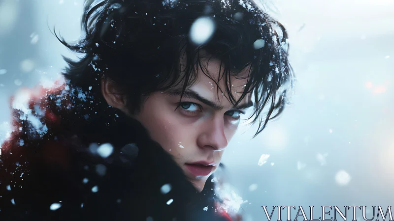 Storm-eyed wanderer stalks the blizzard&rsquo;s glassy hush.