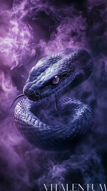 Serpentine shadow coils through ultraviolet mist and waits