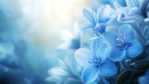Blue Petals. Soft Focus Floral Macro Study.