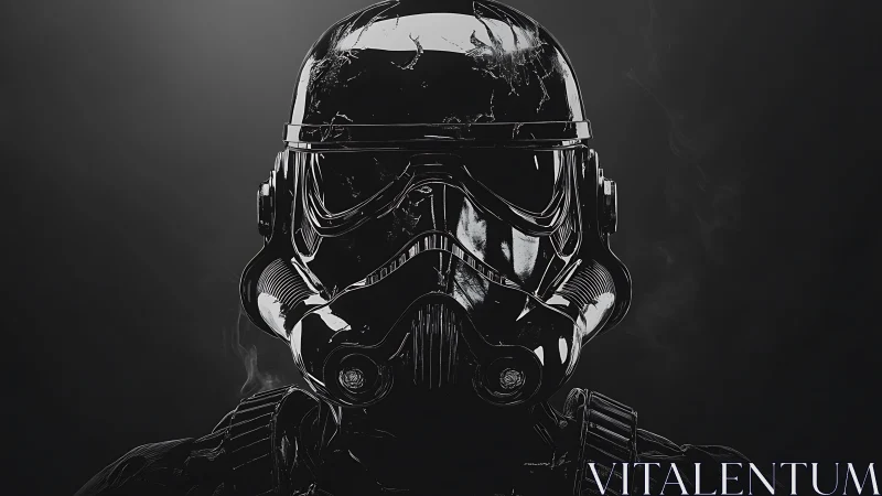 3D parametric portrait of armored sci‑fi helmeted soldier.