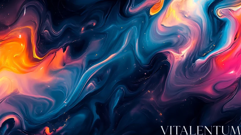 Nebula currents in swirling neon cosmic fluid.