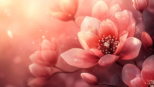 Blossoms Dancing Through Rose-Tinted Dreams.