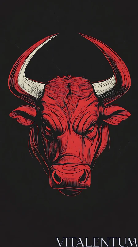 Vector bull head illustration with bold linear detailing.