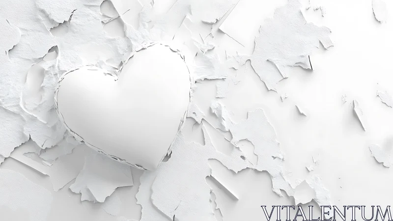 Peeling Dreams: Heart-Shaped Reveal Through Fractured White Layers.