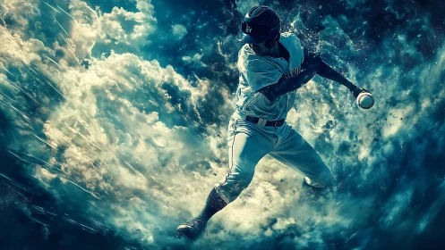 Storm-forged pitcher unleashing cosmic baseball energy.