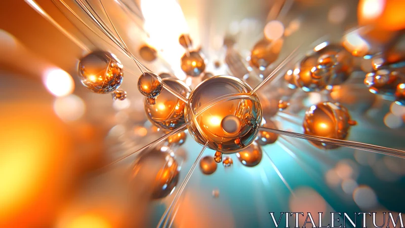 Spherical metallic particles in radial abstract arrangement.
