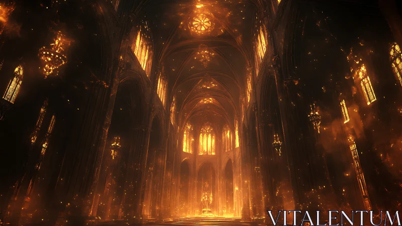 Golden cathedral of embers glowing in spellbound silence.