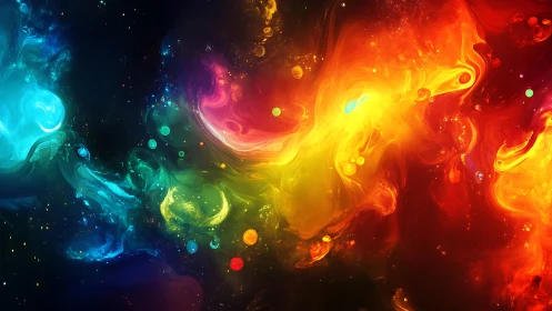 Spectral nebula swirl with multicolor gaseous diffusion field