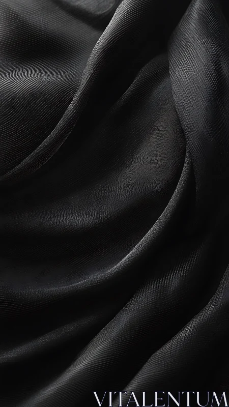 Textural study of black draped fabric with directional sheen.