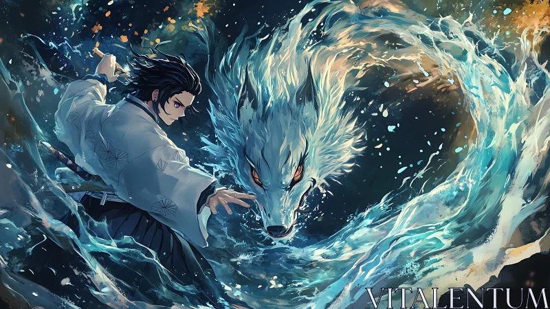 Water-wielding warrior with a stormborn spirit wolf companion.