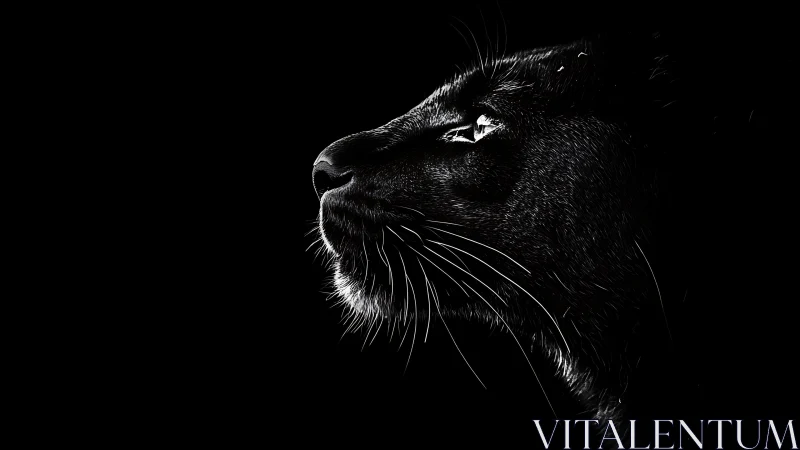 Cat Profile: Striking Feline Silhouette Against Black.