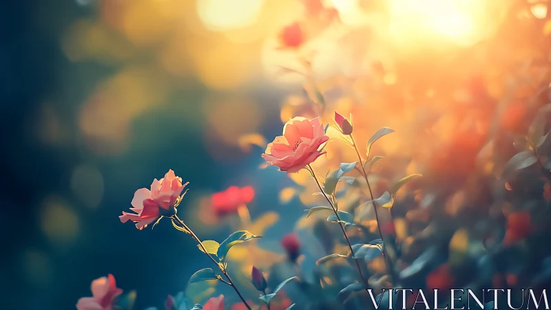 Roses Haloed in Golden Hour Reverie.