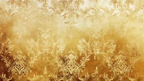 Baroque gold damask pattern with distressed metallic texture.