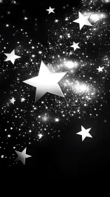 Monochrome field shows layered stars on black gradient