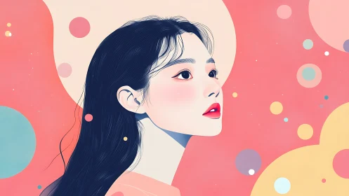 Dreamy pastel portrait of a hopeful young woman in profile