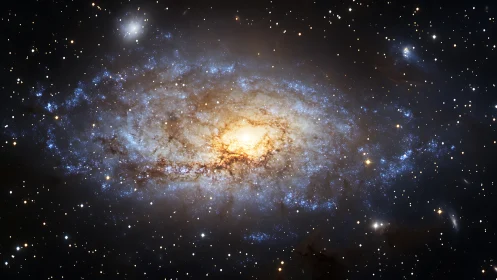 Glowing spiral galaxy wrapped in soft stardust and wonder.