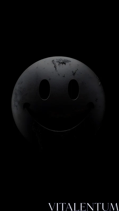 Midnight smiley sphere hiding in cinematic darkness.