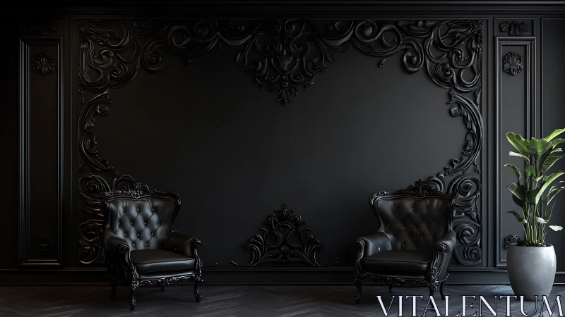 Velvet shadows host a baroque duel between chairs and silence