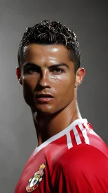 High-detail football portrait with specular facial highlights and kit