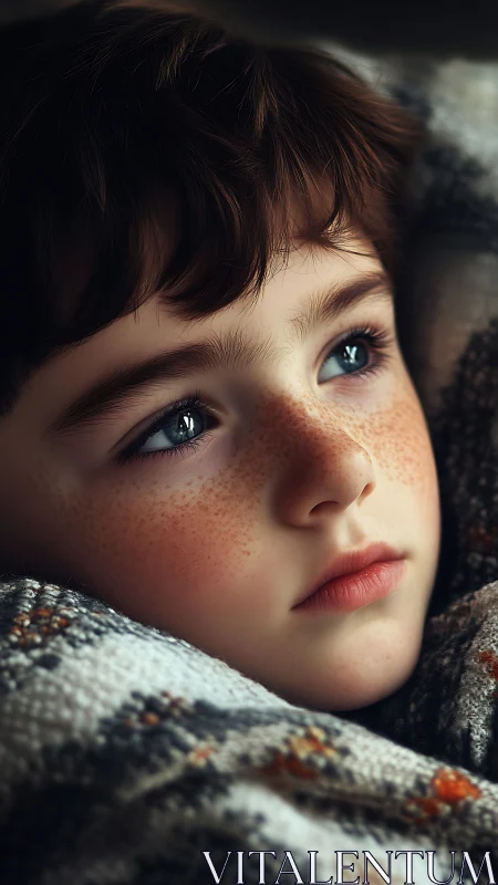 Freckled daydream voyager wrapped in woven quietude.