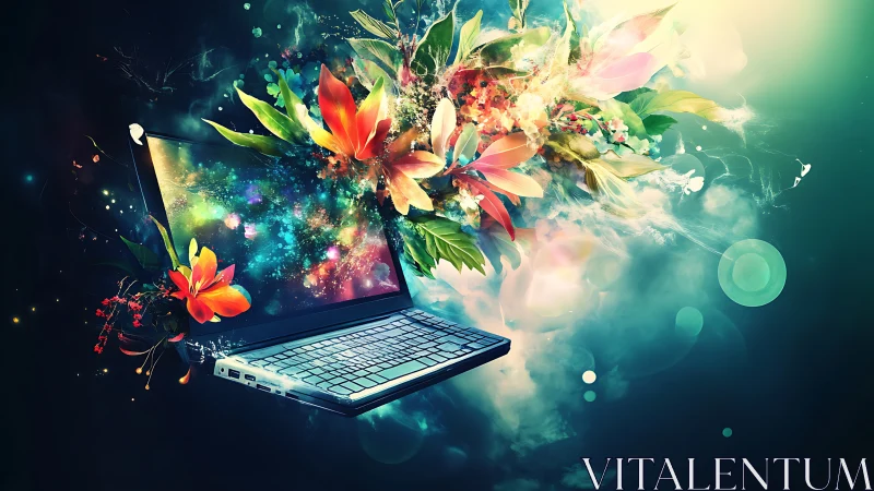 Laptop of blooming imagination and colorful digital dreams.
