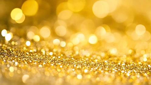Glittering gold bokeh surface under radiant studio light.
