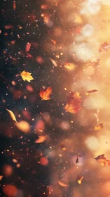 Autumn Leaves Suspended in Warm Light Particles