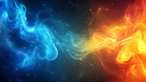 Energetic Dance of Blue and Orange Cosmic Fire