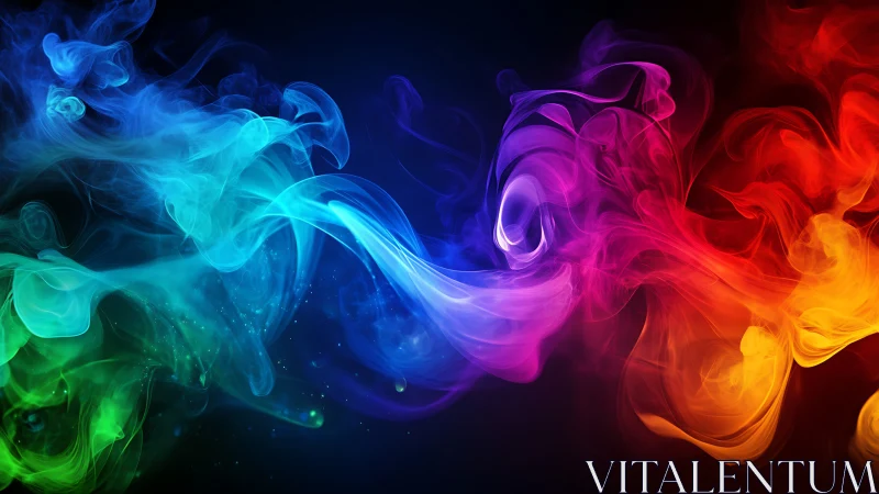 Vibrant neon smoke flows across a dark cosmic background