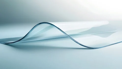 Curved transparent glass sheet forms single fluid wave line