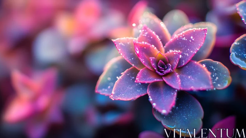 Neon-Toned Flower with Crystalline Dew Drops