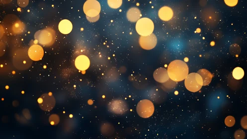 Golden bokeh lights drifting softly across a midnight sky.