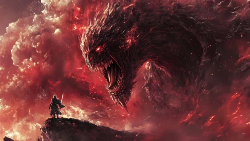 Storm of the Infernal Colossus Confronting Lone Warrior.