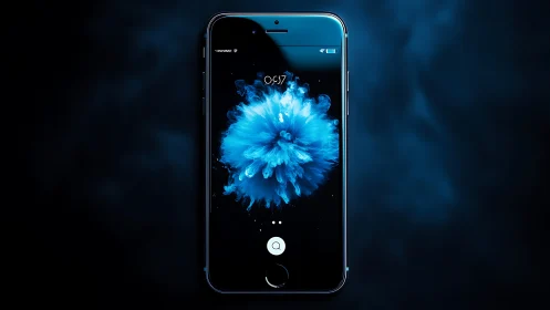 Midnight smartphone halo with electric blue bloom locked on.
