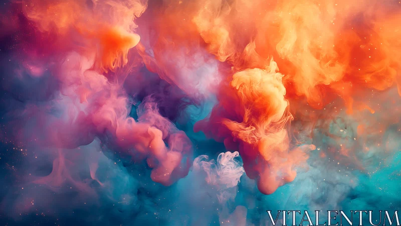 Colorized volumetric clouds form diffuse abstract composition