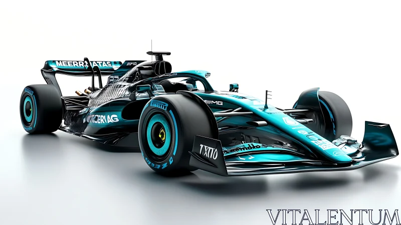 Teal lightning crouches low, poised to slice open the track