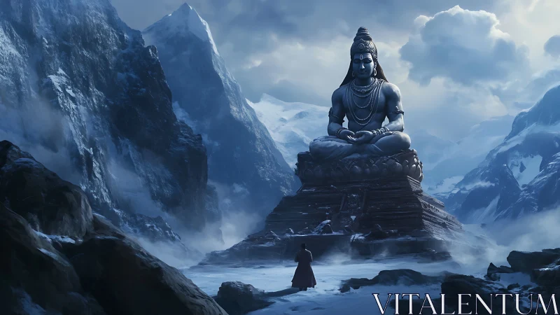 Silent mountain deity watching over a snowbound pilgrim.