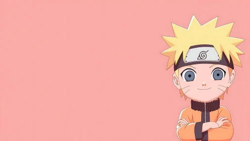 Bright-eyed ninja prodigy grins against a coral hush