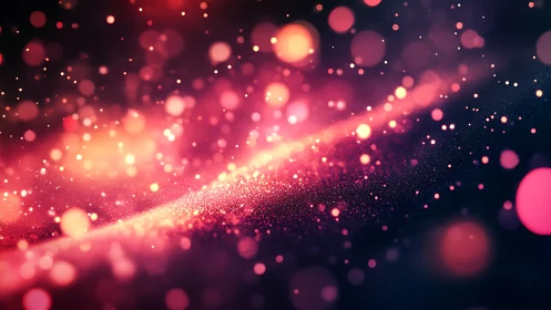 Bokeh particle wavefield in magenta and orange luminous spectrum.