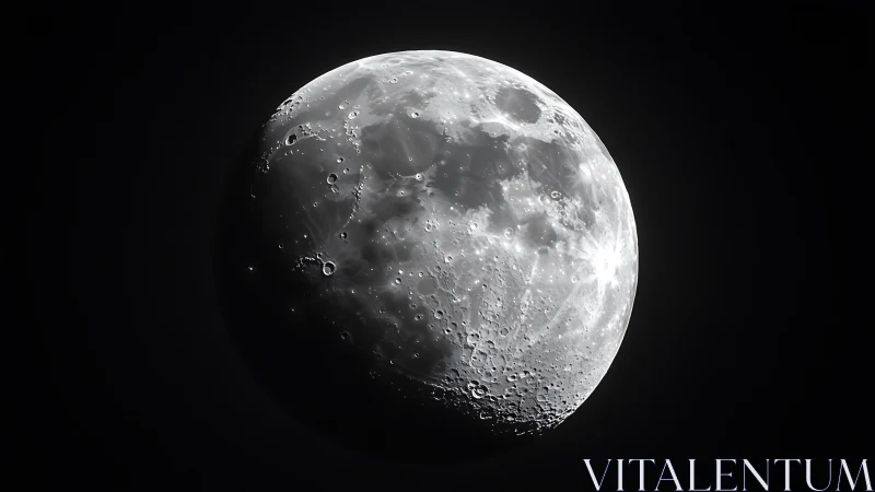 Luminous crater cities carve silver scars across the moon