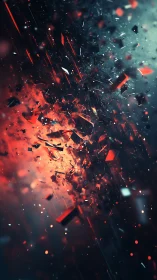 Shimmering ember shards drifting through cosmic twilight.